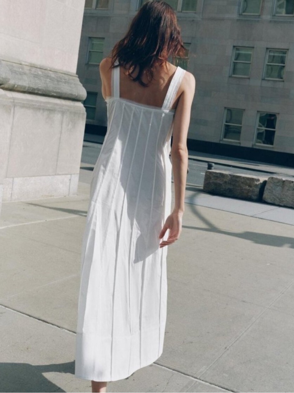 ZARA White Trim Detail Poplin Maxi Dress - Picture 10 of 16
